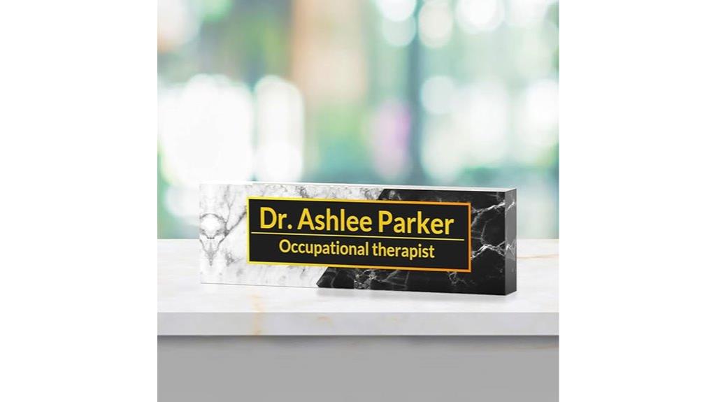 acrylic black gold nameplate