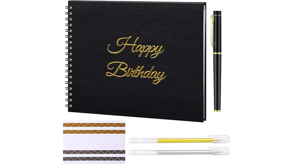 black gold birthday guestbook