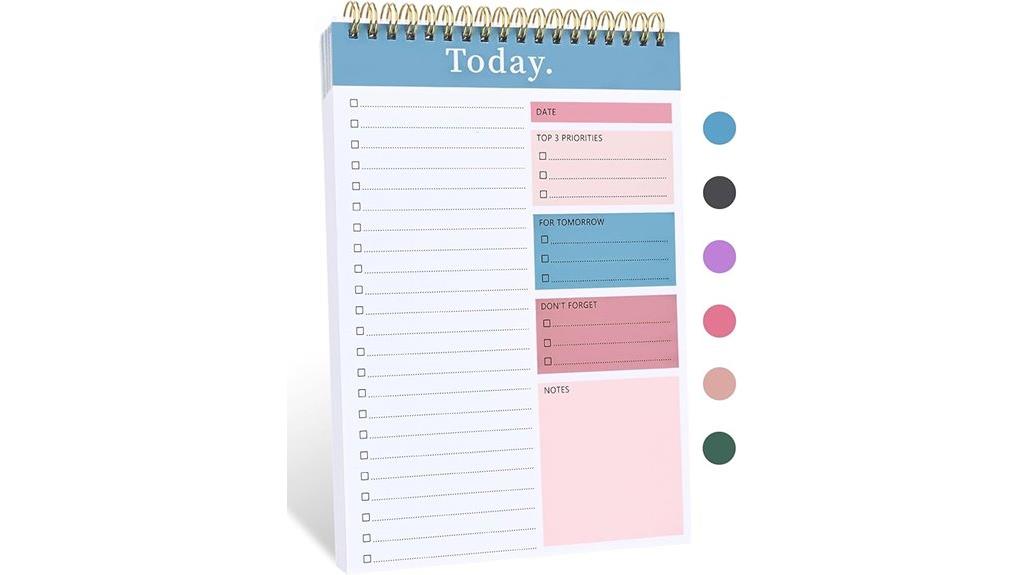 colorful daily task planner