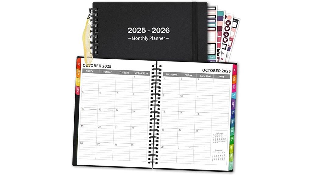 comprehensive monthly planner features