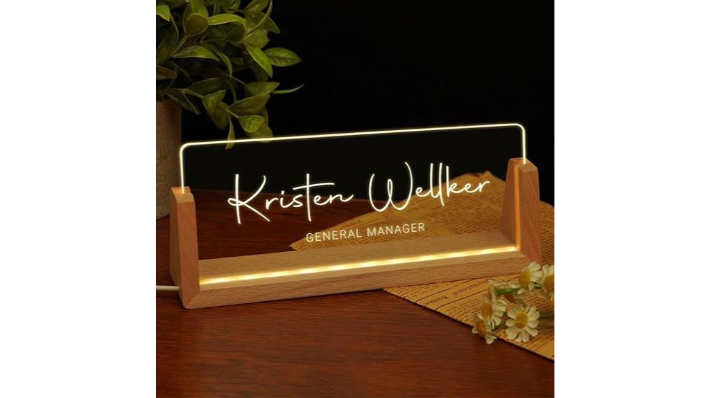 custom illuminated desk nameplate