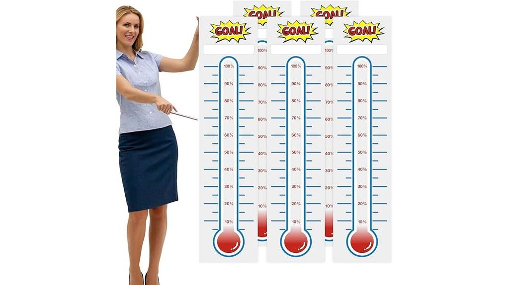 five piece fundraising thermometers