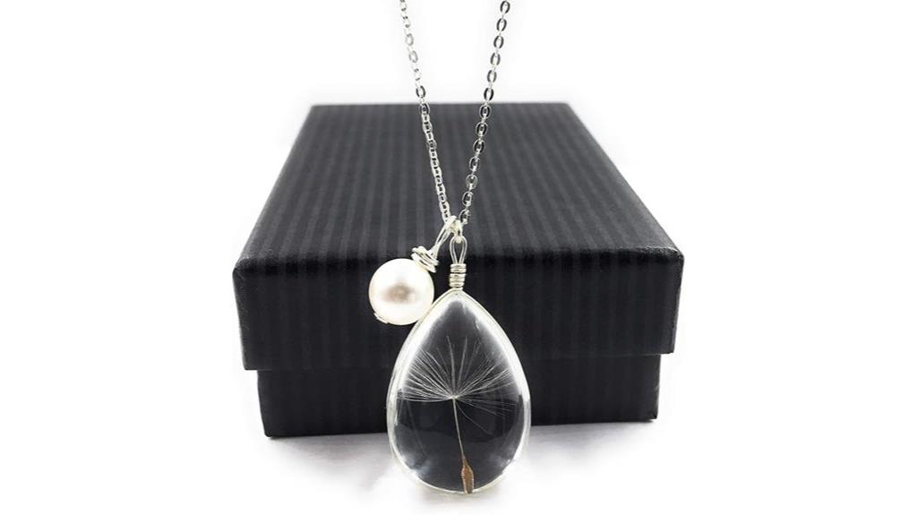 glass dandelion crystal necklace