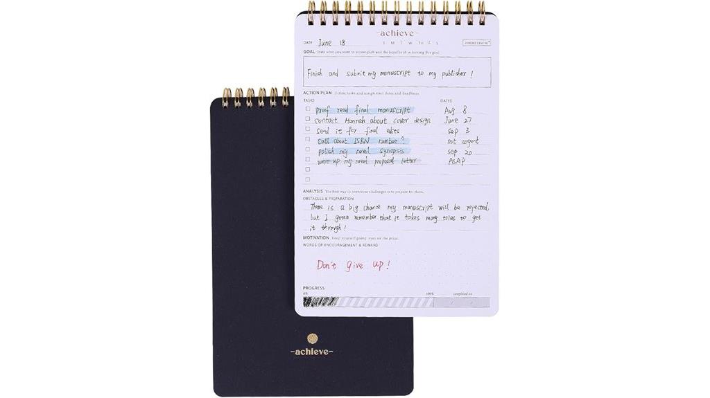 goal tracking notepad