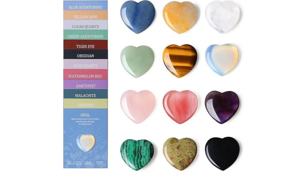 heart shaped crystal healing set