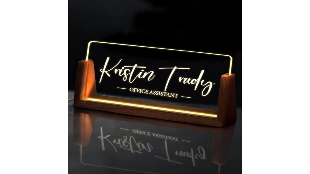 illuminated desk name plate