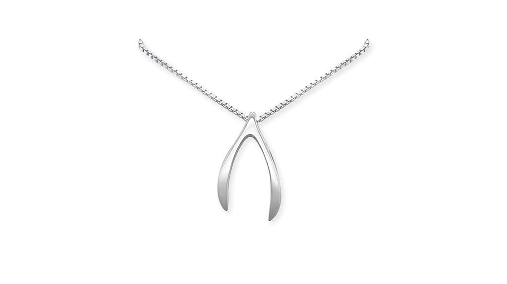 lucky silver wishbone necklace