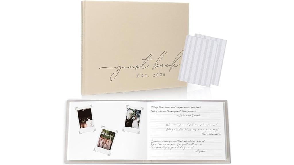 personalized linen wedding guestbook