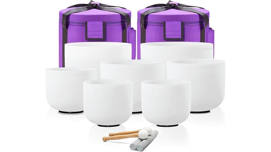 set of quartz singing bowls