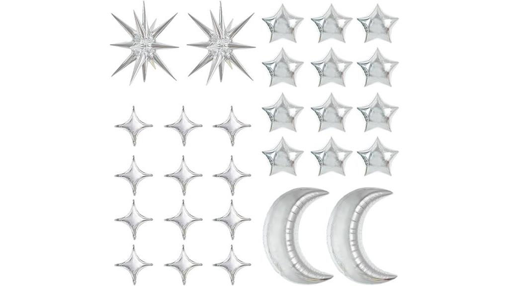 silver moon star balloons