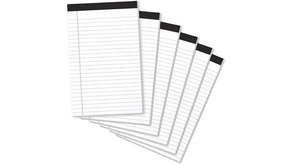 six college ruled pads