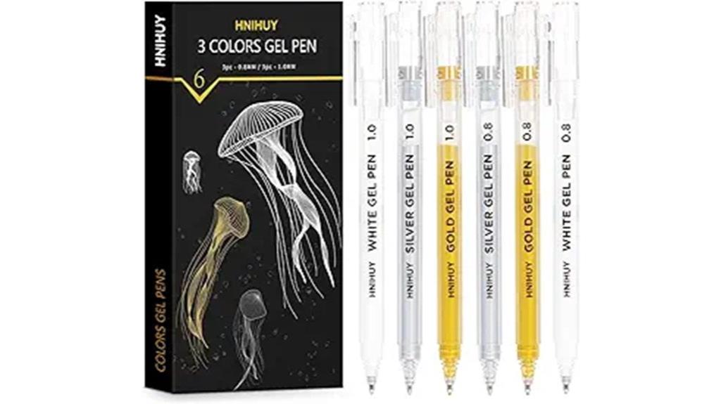 six pack gel pen set