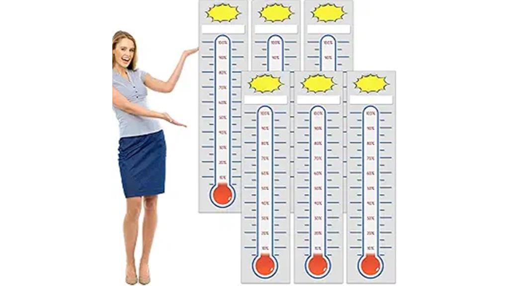 six piece fundraising thermometer set