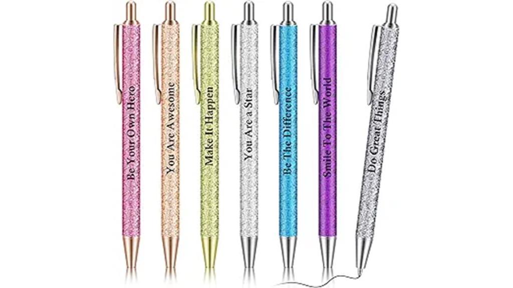 sparkly motivational pen set