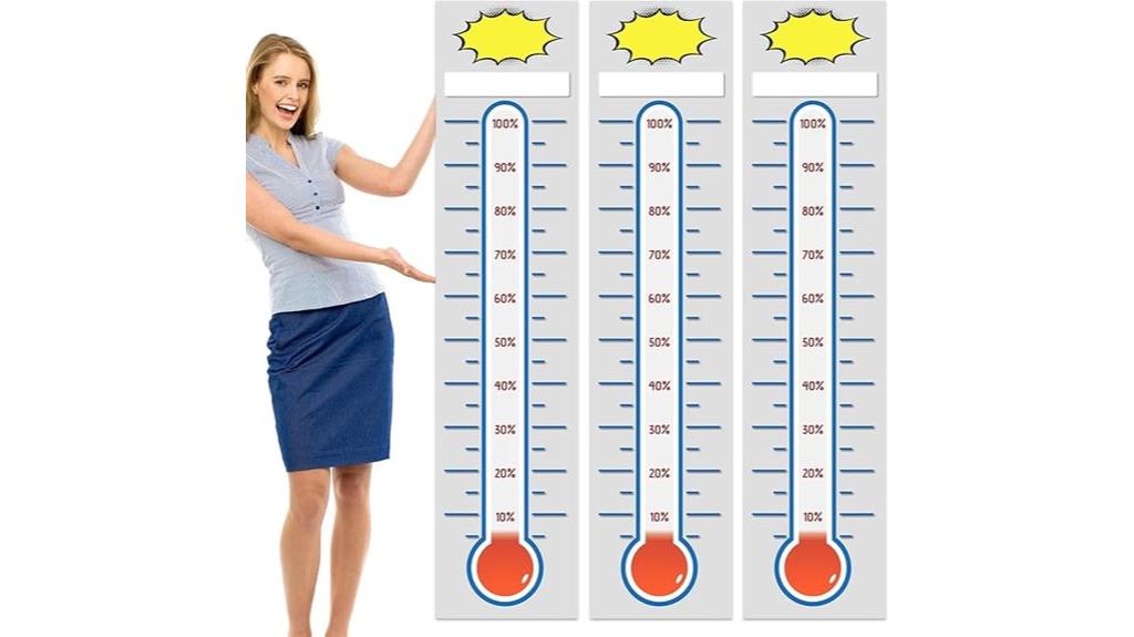 three piece fundraising thermometers