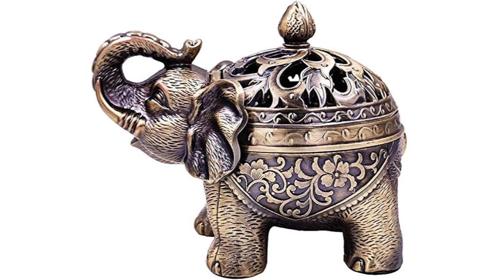 vintage metal elephant incense holder