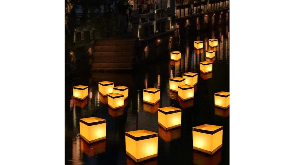 water lanterns with candles