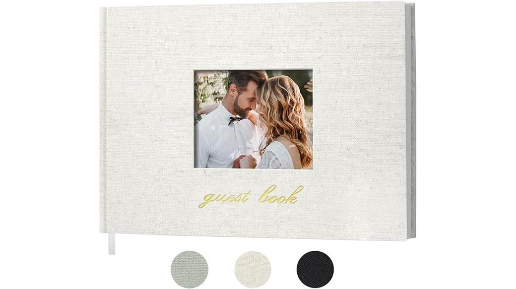 wedding guest book with polaroid