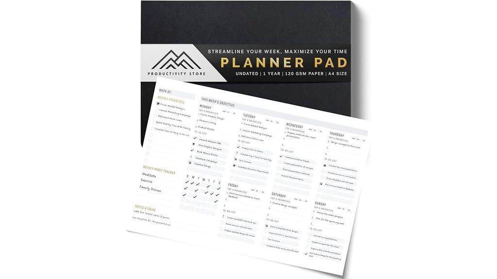 weekly desk planner pad
