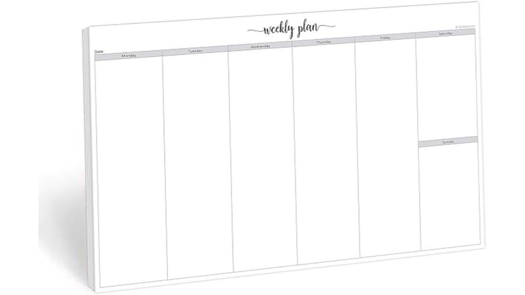 weekly desktop planning notepad