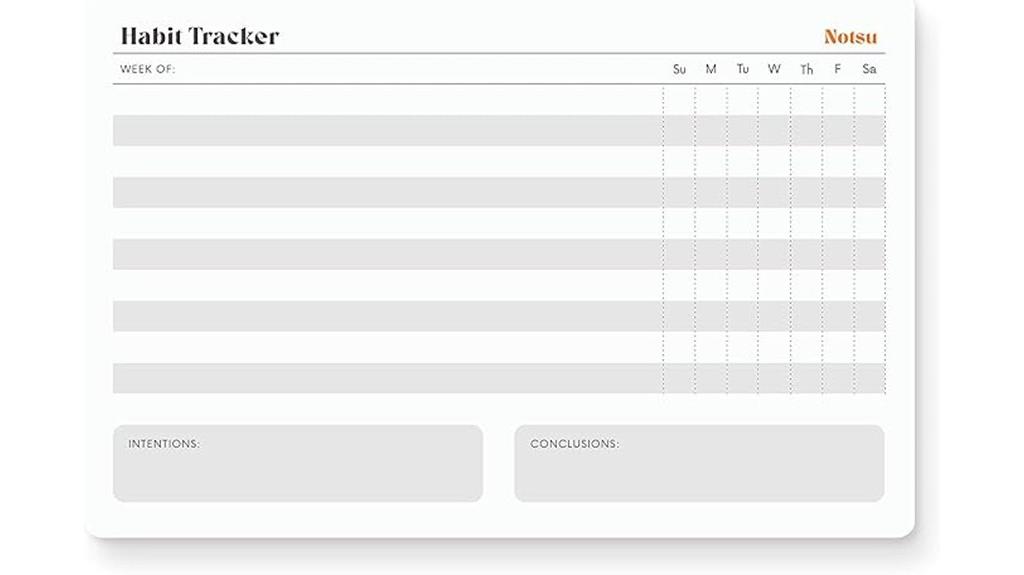 weekly habit tracking notepad