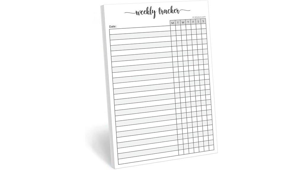 weekly tracker notepad