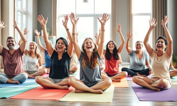 laughter yoga promotes joyful exercise