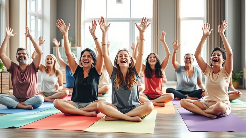 laughter yoga promotes joyful exercise